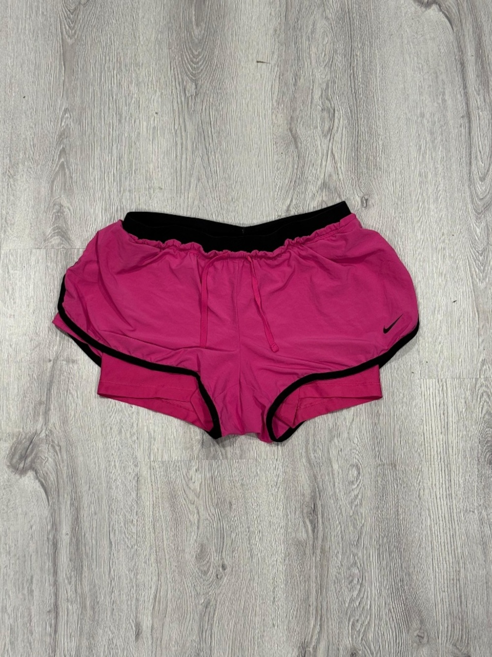 Nike 2-in-1 Running, Gym Shorts - Raspberry Pink & Black - Size Medium.